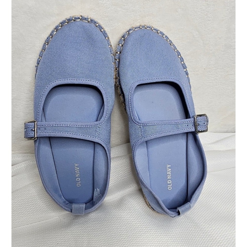 Old Navy Mary Jane Espadrilles Size 8 Light Blue Washed Canvas Flats